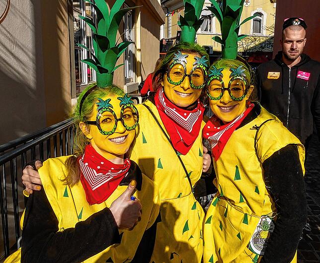 Als Ananas sind diese Närrinnen 2017 verkleidet.