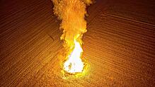Das Funkenfeuer in Owingen &ndash; von oben fotografiert.