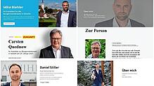 Einblicke in die Online-Auftritte der drei Görwihler Bürgermeister-Kandidaten Mike Biehler, Carsten Quednow und Daniel Stiller (von oben ...