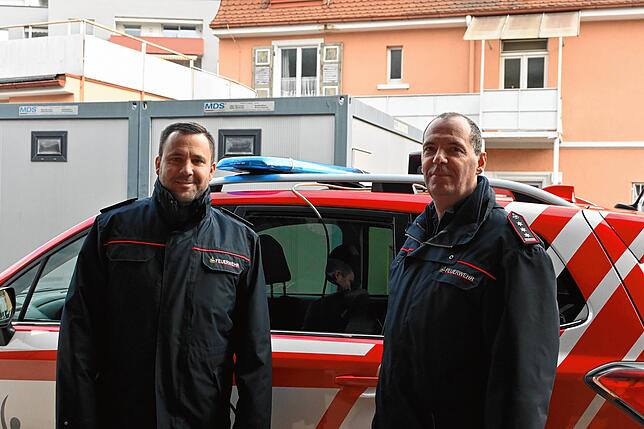 Mario Dutzi (links) und Stefan Schüttler nach ihrem Einsatz am Warntag 2022.