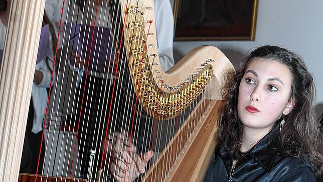 Musikalisch eingewoben wurde der Klang der Harfe. Bild: Cornelia Liebwein