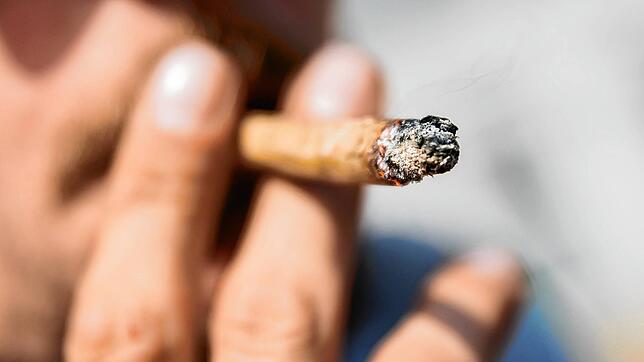 Ein Mann raucht bei der Auftaktkundgebung einer Demonstration für eine zügige Legalisierung von Cannabis, dem &bdquo;Global Marijuana ...