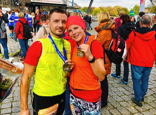 Marc Hüfner und seine Lebensgefährtin Nicole Altenburg erfüllten sich einen Traum und liefen 2018 den Dresden Marathon miteinander.