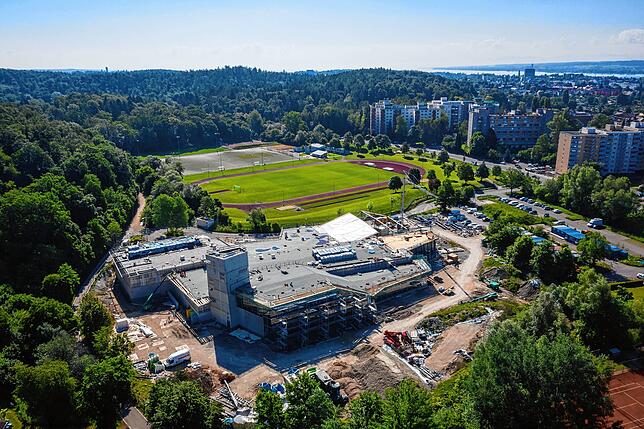 Flug über den Neubau &ndash; aufgenommen im Mai.