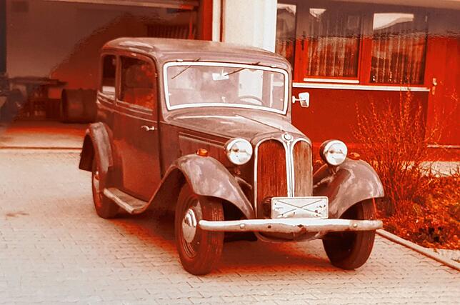 Das Fahrzeug vor der Restaurierung in den 70er Jahren.