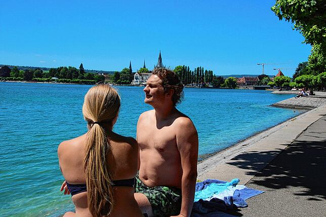 Michael Schempp und seine Freundin verbringen die Mittagspause gerne an der Seestraße. Im Wasser abkühlen, schwimmen und in der Sonne ...