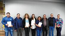 Die Geehrten des DLRG-Ortsvereins Bonndorf (von links): Manuel Ganter, Bernhard Schäuble, Michaela Matt, Verena Johner, Edith Stallmann, ...