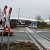 Die Gleise der Etzwiler Bahn am Kreisverkehr von Güterstraße, Schrotzburgstraße, Franz-Sigel-Straße und Georg-Fischer-Straße in Singen. ...