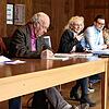 Der  Wahlausschuss (von links): Axel Gerold, Ekkehard Bächle, die Vorsitzende Susanne Engesser, Sebastian Pfaff, Sigrid Zwetschke und ...