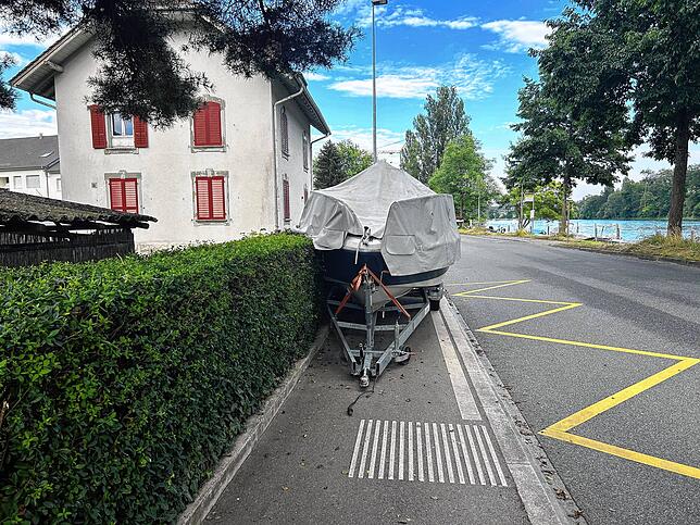 Die Hecke hat das Boot aufgehalten.