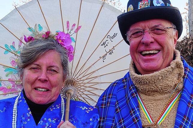 im Zweifel eben nur zu zweit: Monika und Kurtle Köberlin setzen bei der Fasnacht 2021 auf die Vernunft der Menschen und die ...