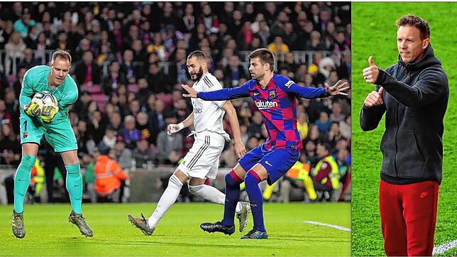 Torhüter Marc-André ter Stegen (links) und Verteidiger Gerard Piqué (mitte) kommen mit dem FC Barcelona nach Donaueschingen. Julian ...