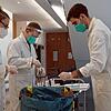 Daniela Endres, Martin Liebel und Michael Merkle (von links) bilden eins von zwei Corona-Schnelltest-Teams am Karl-Maybach-Gymnasium. ...