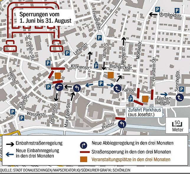 Bild 4: Veranstaltungssommer in Donaueschingen: So laufen die Umleitungen durch die Innenstadt
