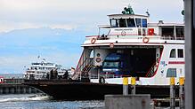 Die Autofähre Romanshorn-Friedrichshafen im BSB Hafen Friedrichshafen (Symbolbild).
