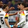 Deutschlands Florian Wirtz (rechts) jubelt mit den Teamkollegen Jonathan Tah (von links), Joshua Kimmich und Ilkay Gündogan über seinen ...