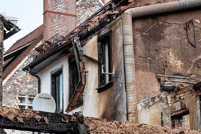 Bild 8: Villingen nach der Brandkatastrophe: Nun zeigt sich das Ausmaß der Zerstörungen