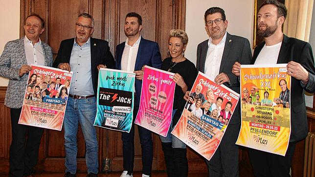 Die Macher des &bdquo;MuZi-Festivals&ldquo; im Seepark: Lothar Böhler, Jörg-Arne Bias, Sascha Steiger, Alexandra Hofmann, Ralph Gerster ...