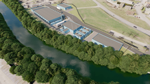 Visualisierung der 50-MW-Elektrolyseanlage, die Badenova und RWE beim Rheinkraftwerk Albbruck-Dogern errichten wollen. Hier soll grüner ...