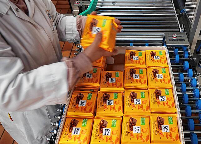 Blick in die Produktion bei Ritter Sport in Waldenbuch.
