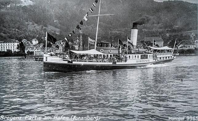 Das Foto aus den 20er-Jahren zeigt die Hohentwiel in ihrem Originalzustand vor Bregenz.
