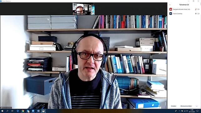 Flurin Condrau beim Zoom-Gespräch mit SÜDKURIER-Autor Benjamin Brumm. Condrau ist Medizinhistoriker aus Zürich und forscht unter anderem ...