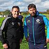 Javier Martin, ehemaliger Trainer SV Mühlhausen (links) und Armin Brutschin, Trainer des SC Pfullendorf II.