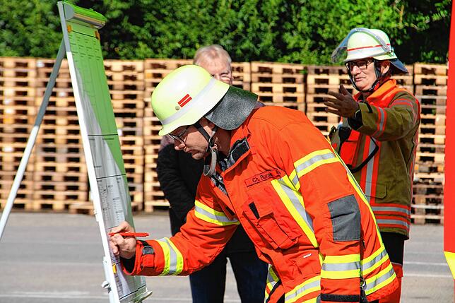 Bild 8: Gemeinsame Probe der Sto-Werkfeuerwehr und der Freiwilligen Feuerwehren