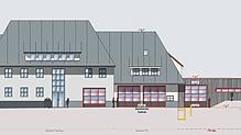 So soll er aussehen: Der neue Anbau an das Feuerwehrhaus, so hat ihn Architekt Harry Vogt entworfen. Bild: Vogt Architekten BDA