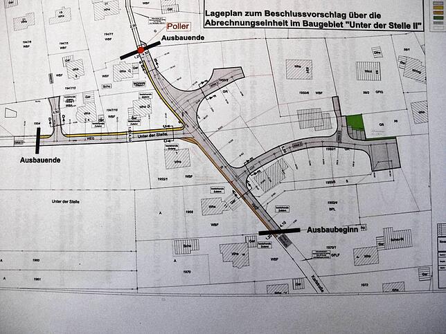 Der Plan des neuen Baugebietes &bdquo;Unter der Stelle II&ldquo;.