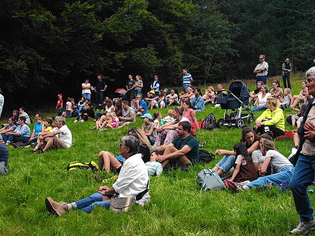 Die Gäste machten es sich auch gerne im Gras bequem, um den Darbietungen zu lauschen.