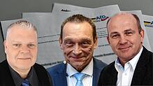 Drei Mitglieder des erneut gewählten AfD-Kreisvorstands Konstanz: links Beisitzer Thomas Engelmann, Bernhard Eisenhut (stellvertretender ...