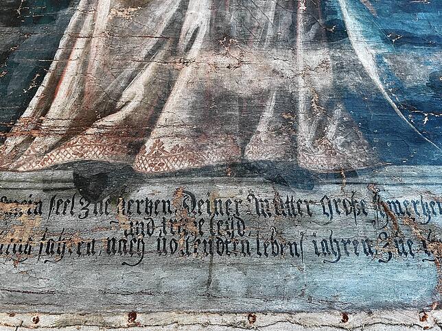 Das stark ramponierte Bild stammt vom Anfang des 18. Jahrhunderts.