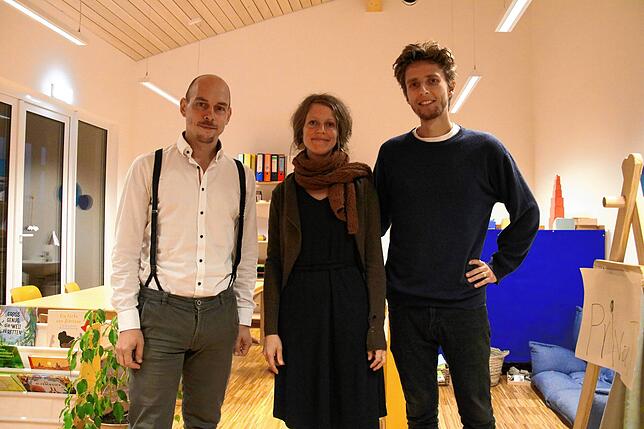 Mario Motzkuhn (Vorstandsmitglied), Hannah Kimpel (Kindergartenleiterin) und Hardy Gurack (Schulleiter) von der Unterseeschule und dem ...