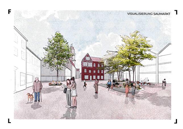 Die Visualisierung des Planungsbüros zeigt, wie es in Zukunft am Saumarkt aussehen könnte.