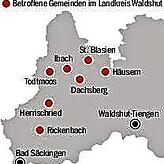 Die Linie der betroffenen Gemeinden zieht sich von Rickenbach bis nach St. Blasien hinauf.