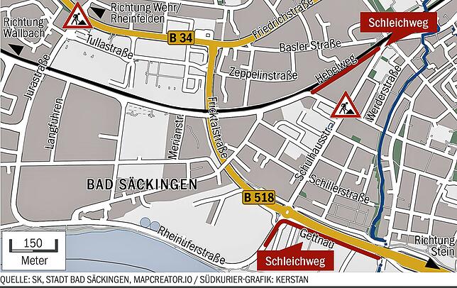 Bild 1: Bußgeld für verbotene Schleichwege: Stadt Bad Säckingen kontrolliert Anlieger-Straßen