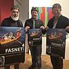 Die Plakate kündigen die Ausstellung an. Auf &bdquo;Fasnet Hoch 4&ldquo; freuen sich die Kuratoren Reiner Rammelt, Peter Graubach und ...