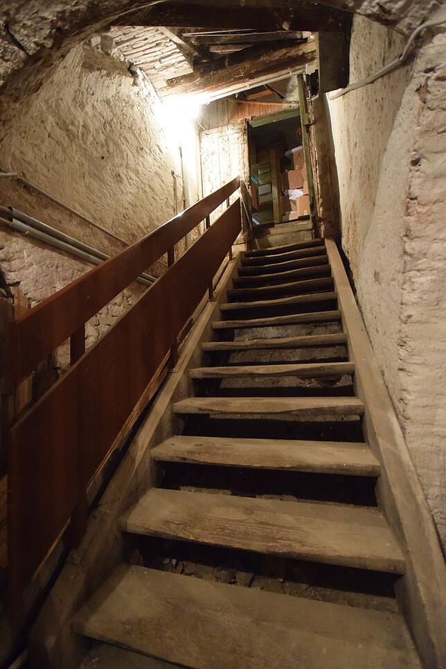 Diese Treppe gehört zum Keller einer früheren Brauerei am Marktplatz.