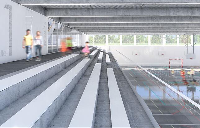 Im Inneren setzen die Architekten auf Metall und Beton.