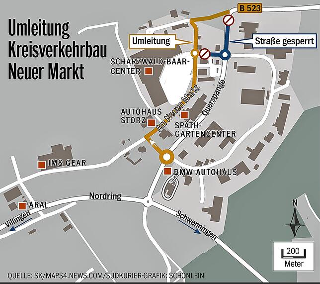 Ab Mai, wenn die Umleitung eingerichtet wurde, wird der Kreisverkehr umgebaut.