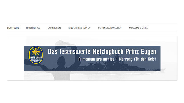 &bdquo;Das lesenswerte Netzlogbuch Prinz Eugen&ldquo; &ndash; ein Screenshot des Blogs, dessen Inhalte mit Konstanzer Bezug wegen ...