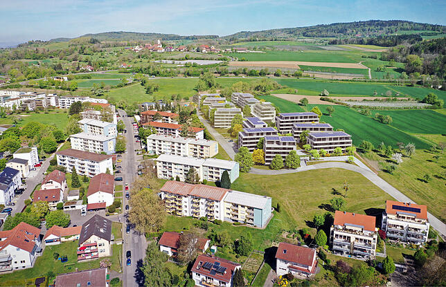 So soll das neue Quartier nach der Fertigstellung aller Bauabschnitte einmal aussehen. Die freie Grünfläche südlich des BGÜ-Projekts ist ...
