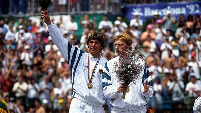 Einmal vereint: Boris Becker (rechts) und Michael Stich beim Olympiasieg 1992.