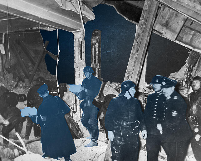 Der Münchner Bürgerbräukeller nach der Explosion.