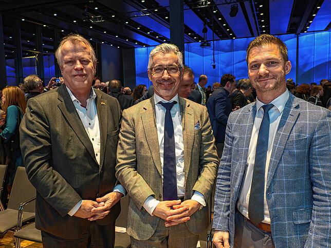 Der Schweizer Generalkonsul in Stuttgart, Urs Schnider, der Direktor der IHK St.Gallen-Appenzell, Markus Bänziger, und der Direktor der ...