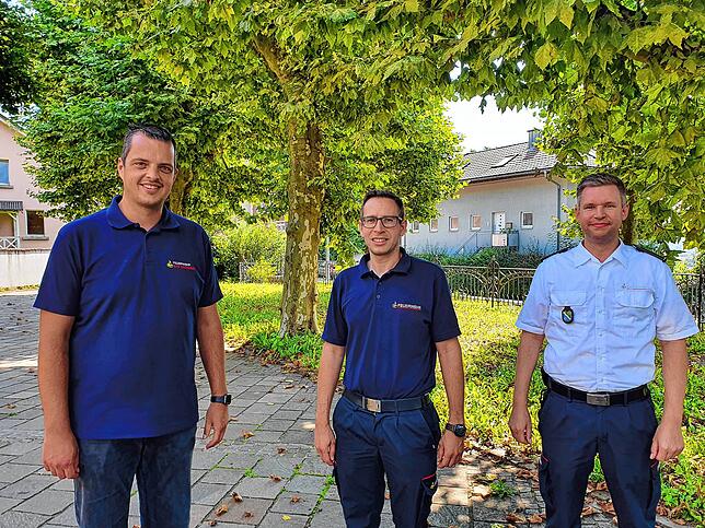 Tobias Förster, Tobias Schneider und Andreas Sütterlin (von links) berichteten vom Einsatz der Feuerwehren aus dem Landkreis Waldshut.