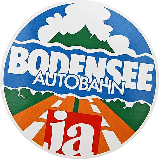 Kult-“Bepper“ der 1970er Jahre: Wer damals zu den Befürwortern der Bodenseeautobahn zählte, zeigte dies mit einem Aufkleber ...