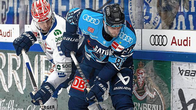 Alex Trivellato (links) von den Schwenninger Wild Wings und Daniel Pietta (ERC Ingolstadt).