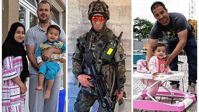 Sie haben den Sprung nach Deutschland geschafft: Familie Hafizi (links) und Mohmmadi (rechts). Soldat Khodad Ataiy fürchtet in ...